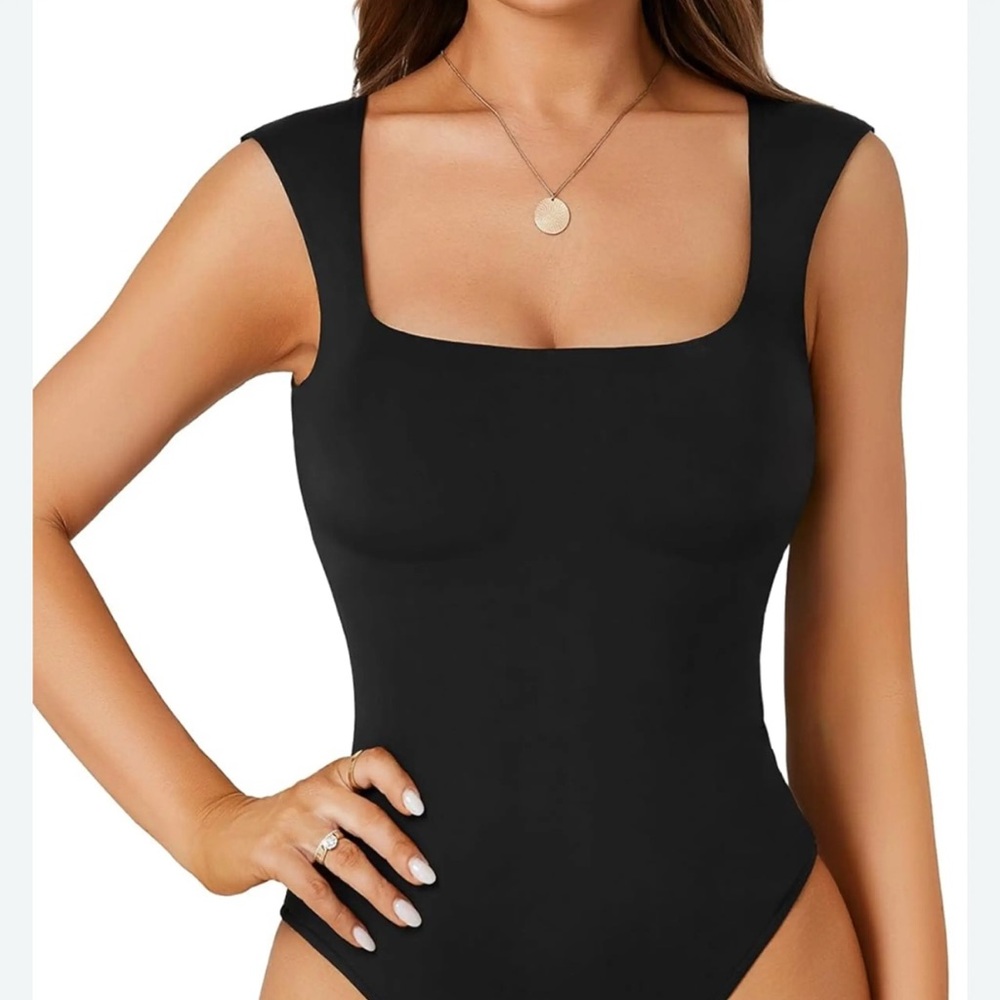 Burgundy Flattering Fit Square Neck Bodysuit - Picture 7 of 7